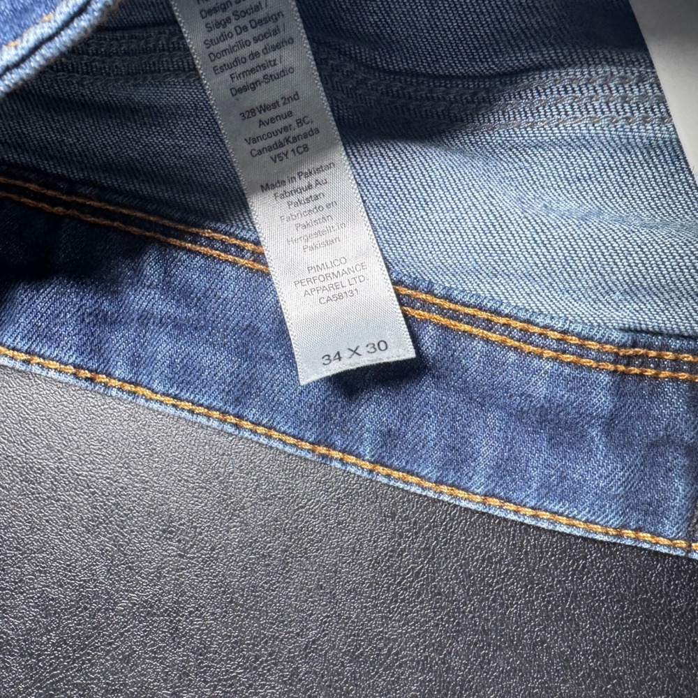 DUER Performance Denim Jeans Mens 34x30 Blue Solid Stretch Slim Straight 1694 - Picture 3 of 6